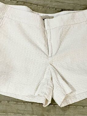 Banana Republic Ivory Textured High-Waist Shorts